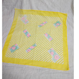 Vintage Scarf Abstract Rectangle 100% Silk Black  White